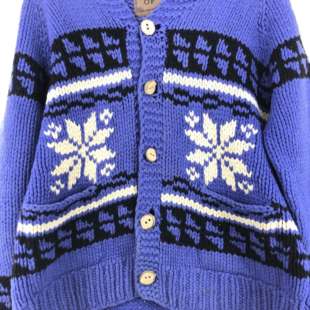 OSOS Snow Pattern Hooded Nordic Wool Knit Cardigan Men's XL /eaa396364