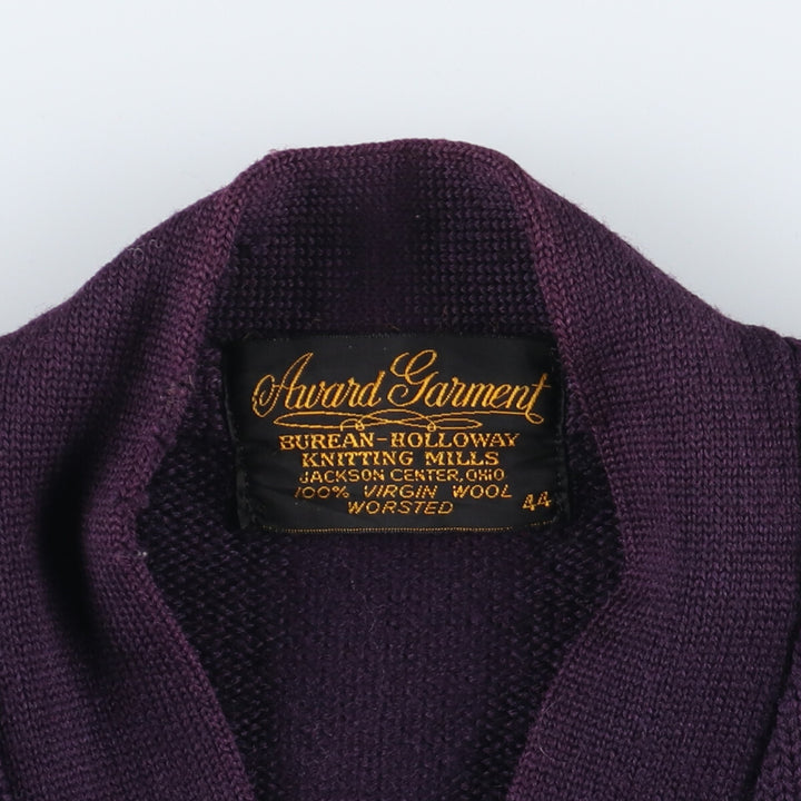 50'S AWARD GARMENT Wool Lettered Knit Cardigan Men's L Vintage /eaa396374