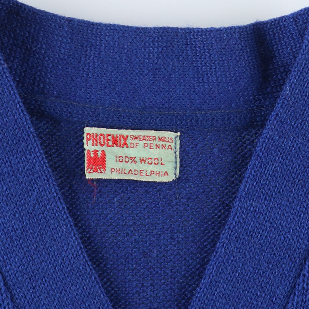 50s~60'S PHOENIX SWEATER MILLS Back Patch Wool Lettered Knit Cardigan Men's M Vintage /eaa396380