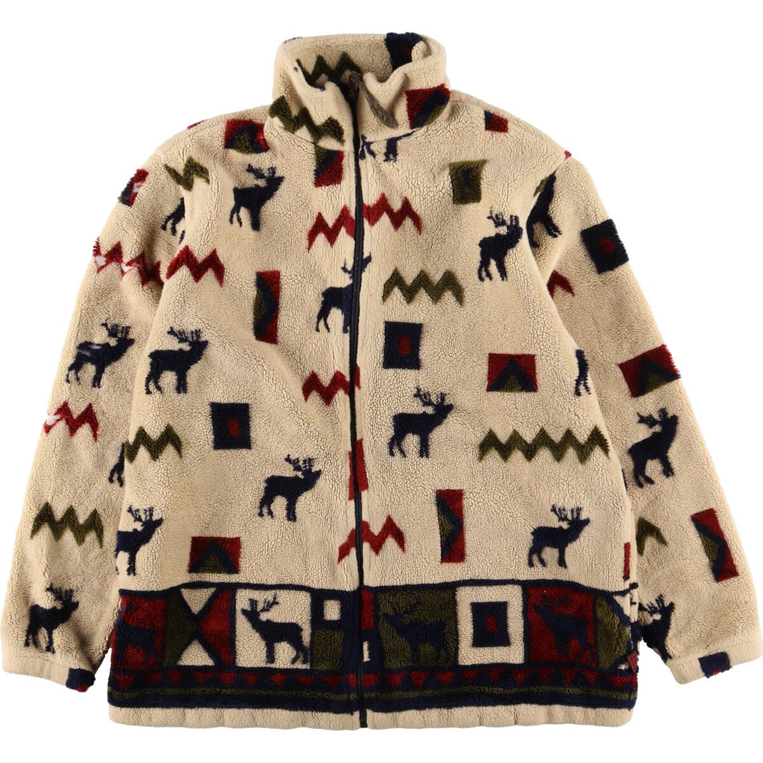 WOOLRICH Reindeer Pattern Full Zip Fleece Jacket Women's L /eaa396450