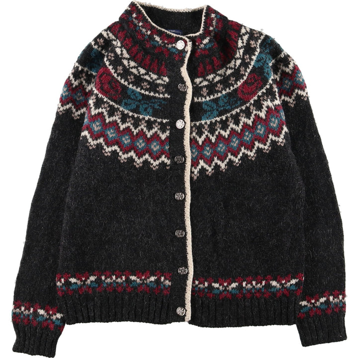 80'S WOOLRICH All-over print high neck Nordic wool x mohair knit cardigan, women's L, vintage / eaa396482