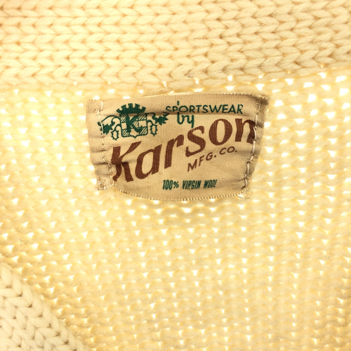 60'S KARSON wool lettered knit cardigan, men's S, vintage /eaa396562