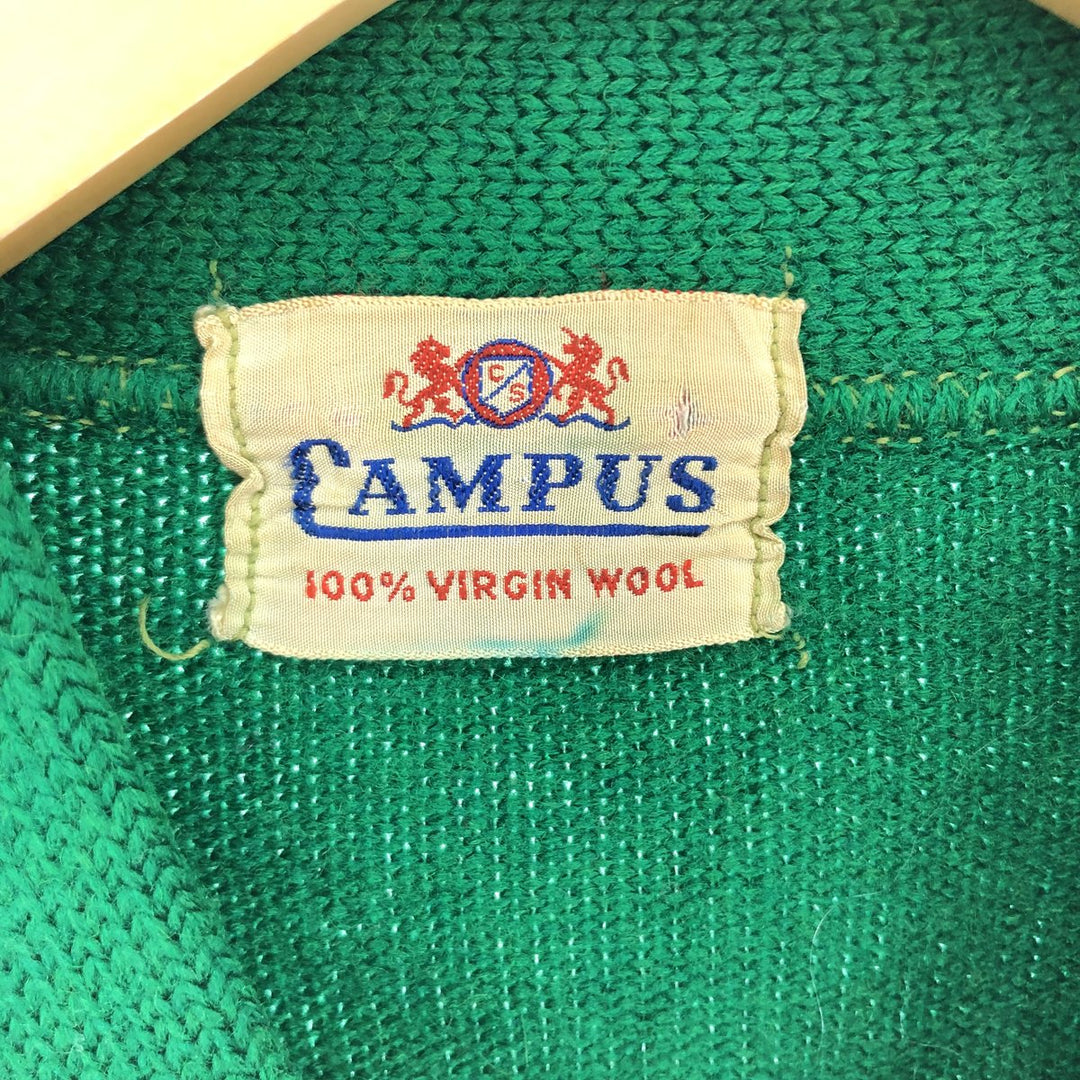 50'S CAMPUS wool lettered knit cardigan, men's M, vintage / eaa396564