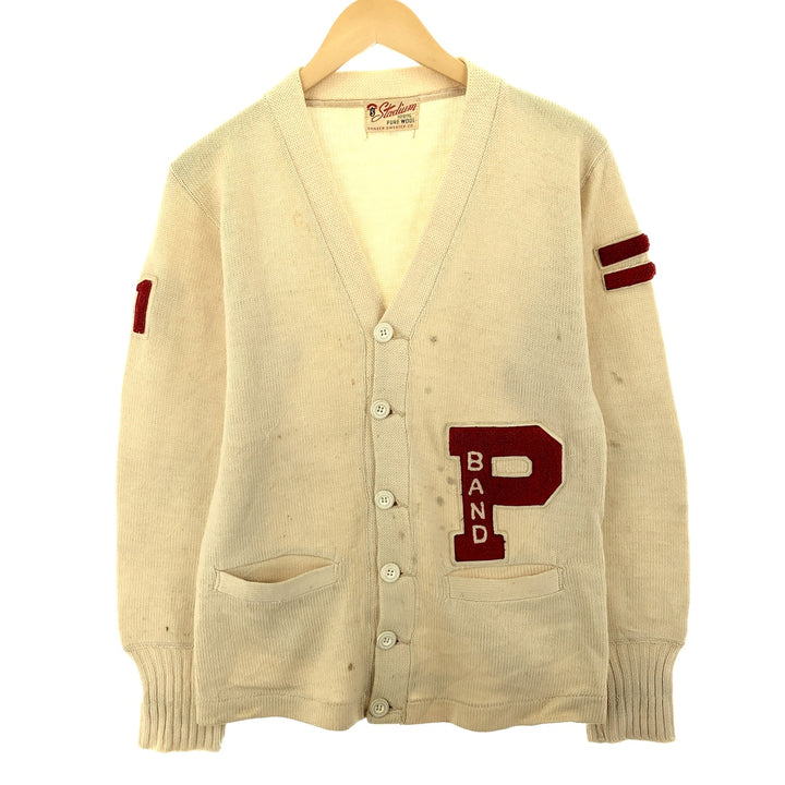 70'S Stadium wool lettered knit cardigan, men's M, vintage / eaa396565