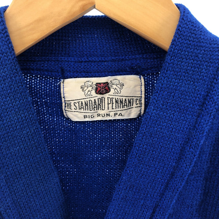 60s-70'S THE STANDARD PENNANT Wool Lettered Knit Cardigan Men's XS Vintage /eaa396570