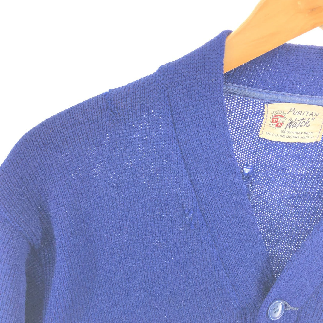 50'S Puritan NATCH Wool Lettered Knit Cardigan Men's M Vintage /eaa396572