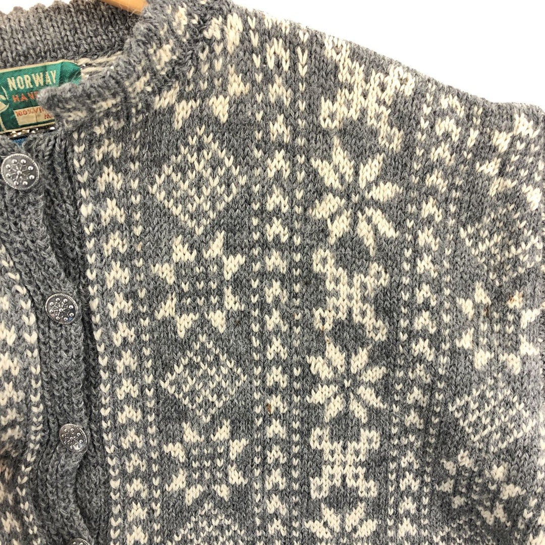 HAUS Hand Knit All-Over Snow Pattern Nordic Wool Knit Cardigan Women's XL /eaa396669