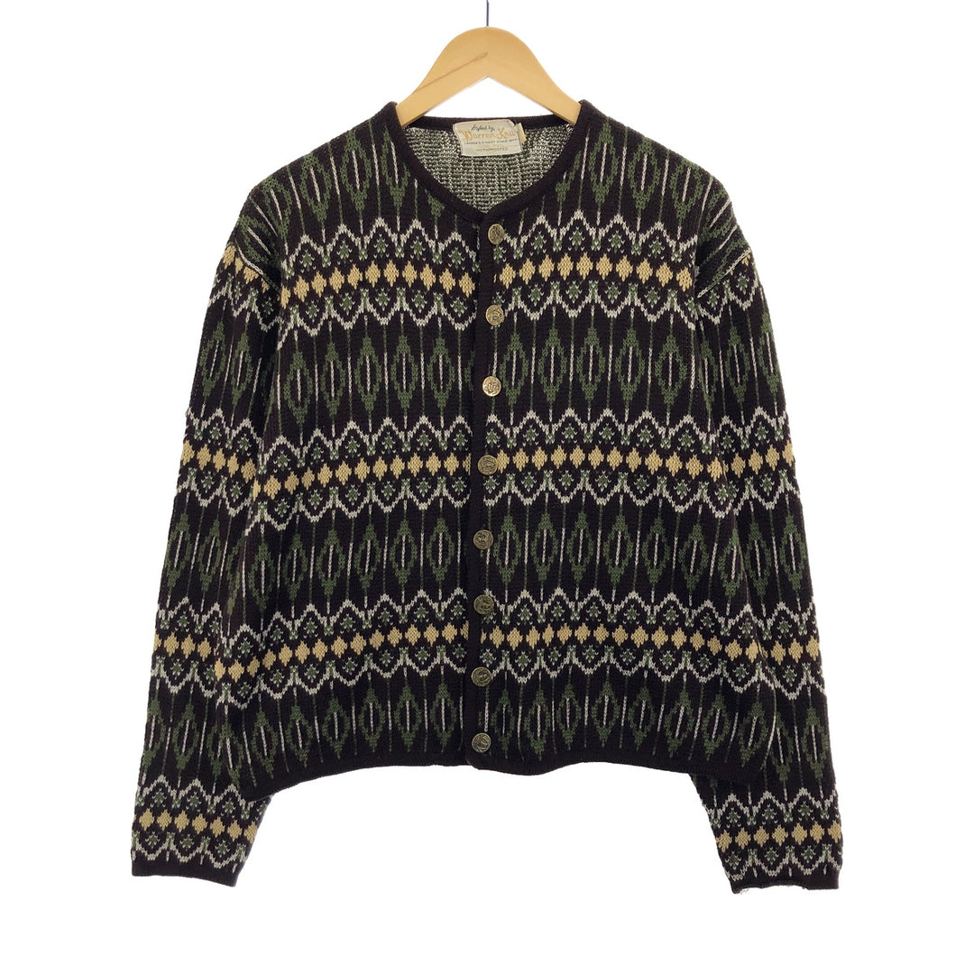 70'S WARREN KNIT all-over print wool knit cardigan, made in Canada, men's L, vintage /eaa396716