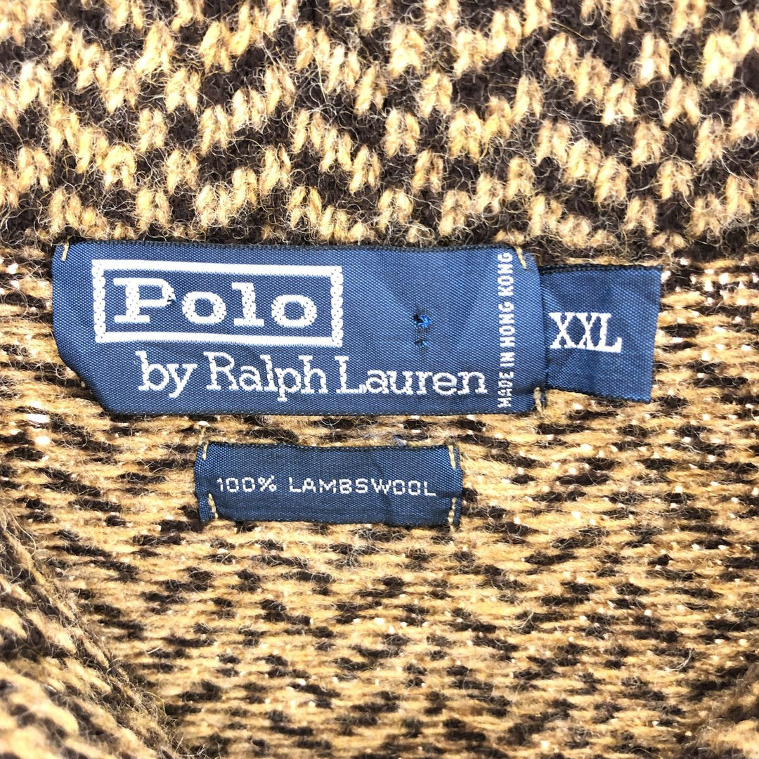 Ralph Lauren POLO by Ralph Lauren shawl collar herringbone wool knit cardigan men's XXL /eaa396722