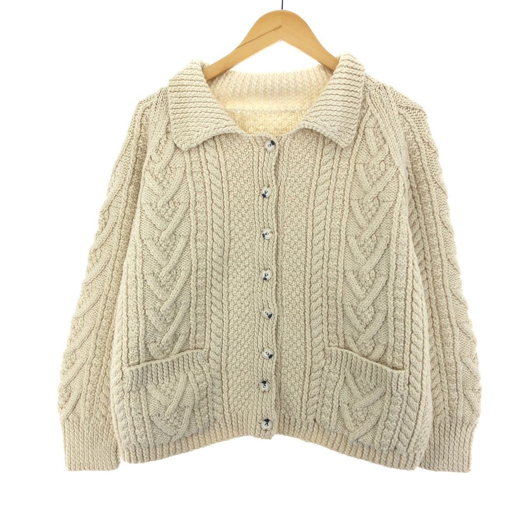 Fisherman Aran knit cardigan with collar, ladies' XL /eaa396768