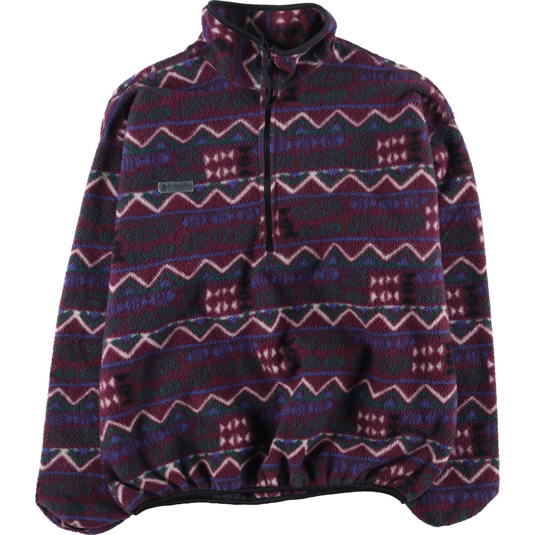 90'S Columbia all-over print half-zip fleece pullover jacket, made in the USA, women's L, vintage [Elle] /eaa397167