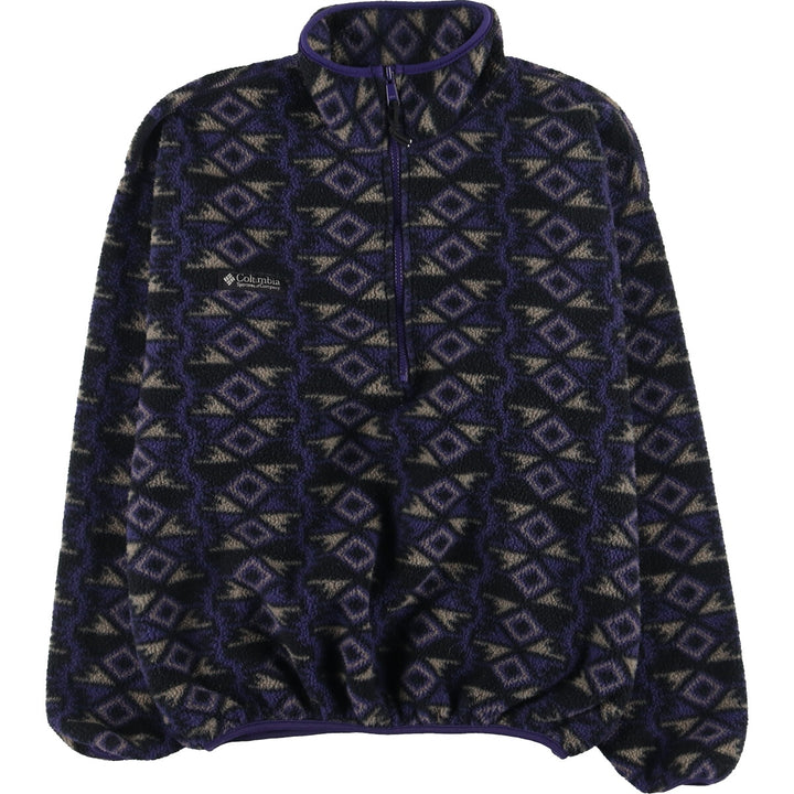 90'S Columbia all-over print half-zip fleece pullover jacket, made in USA, women's L, vintage [Elle] /eaa397168