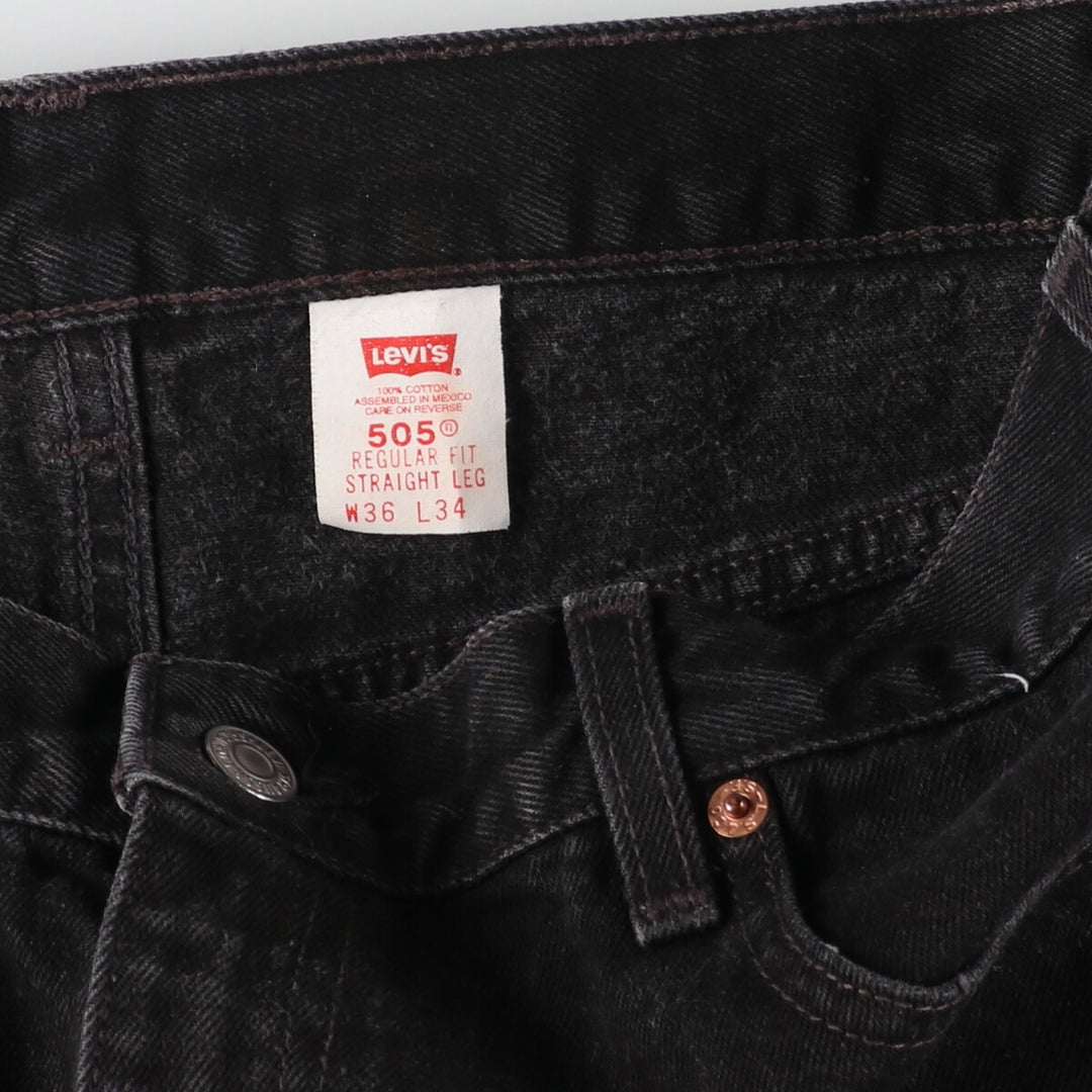 90'S Levi's 505 REGULAR FIT STRAIGHT LEG Black Denim Tapered Denim Pants Made in USA Men's w36 /eaa397398