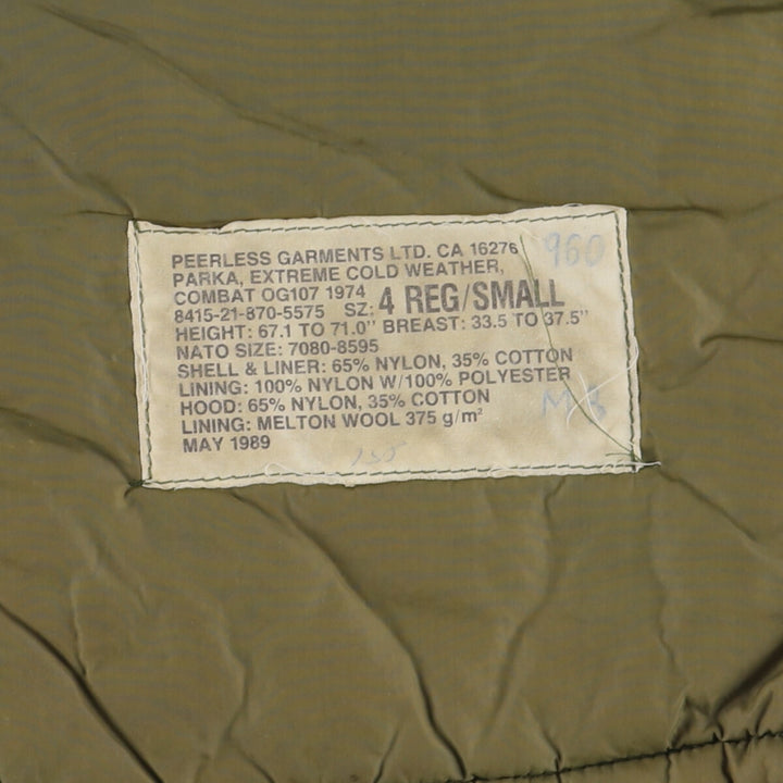 1989 delivery, genuine Canadian military ECW M-1974 military liner jacket, 4 REG/SMALL, men's S, vintage /eaa397518