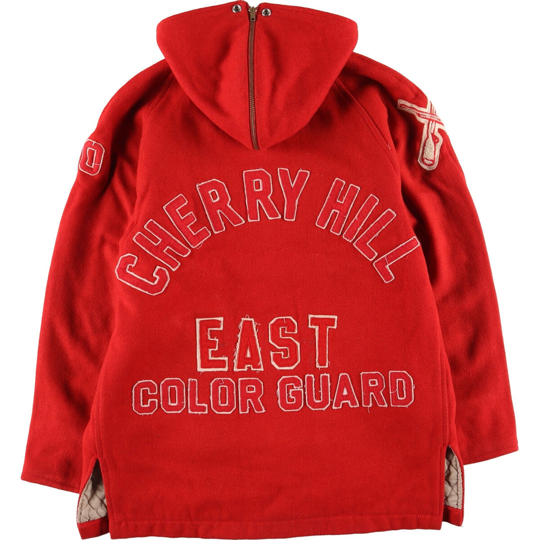 80'S HEWITT MFG Hooded Sailor Collar Wool Stadium Jacket Award Jacket Varsity Jacket Women's L /eaa397567