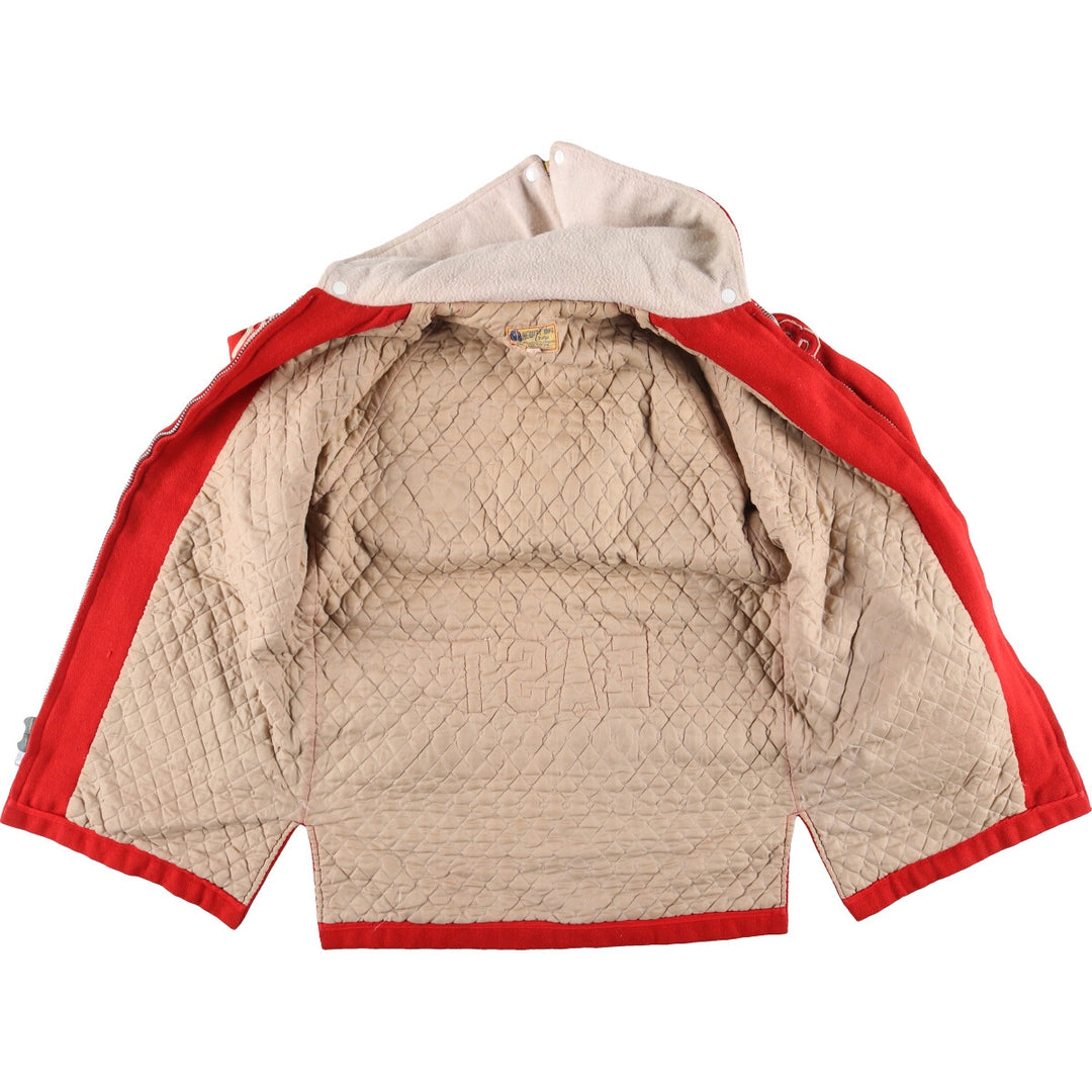 80'S HEWITT MFG Hooded Sailor Collar Wool Stadium Jacket Award Jacket Varsity Jacket Women's L /eaa397567