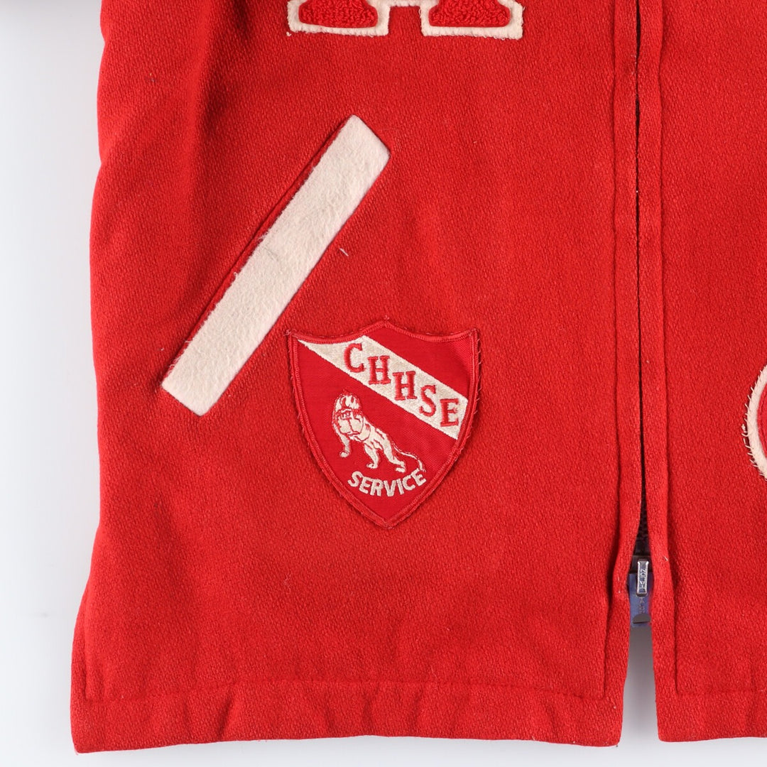 80'S HEWITT MFG Hooded Sailor Collar Wool Stadium Jacket Award Jacket Varsity Jacket Women's L /eaa397567