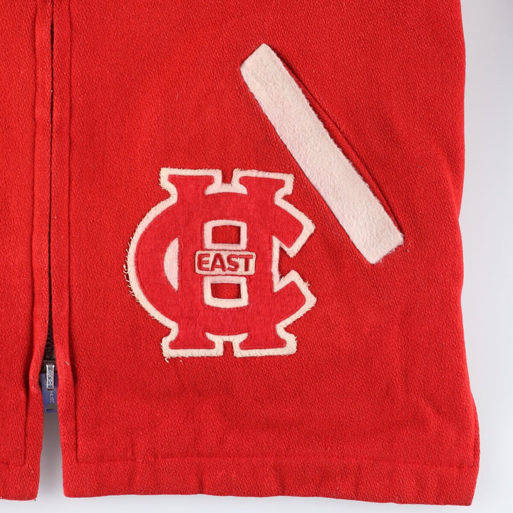 80'S HEWITT MFG Hooded Sailor Collar Wool Stadium Jacket Award Jacket Varsity Jacket Women's L /eaa397567