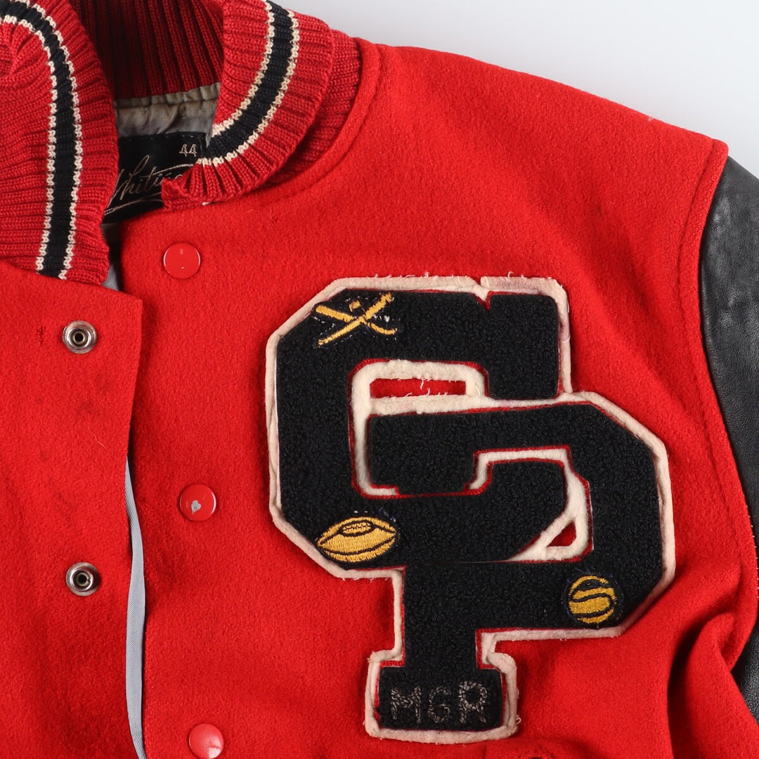 60'S Whiting Sleeve Leather Wool Stadium Jacket Award Jacket Varsity Jacket Men's L Vintage /eaa397568