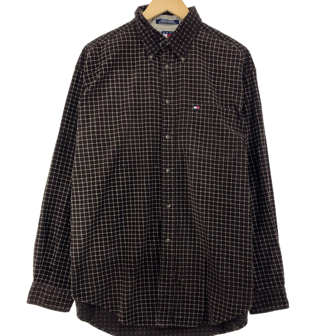 90'S Tommy Hilfiger Check Pattern Long Sleeve Button Down Corduroy Shirt Men's L Vintage /eaa397623