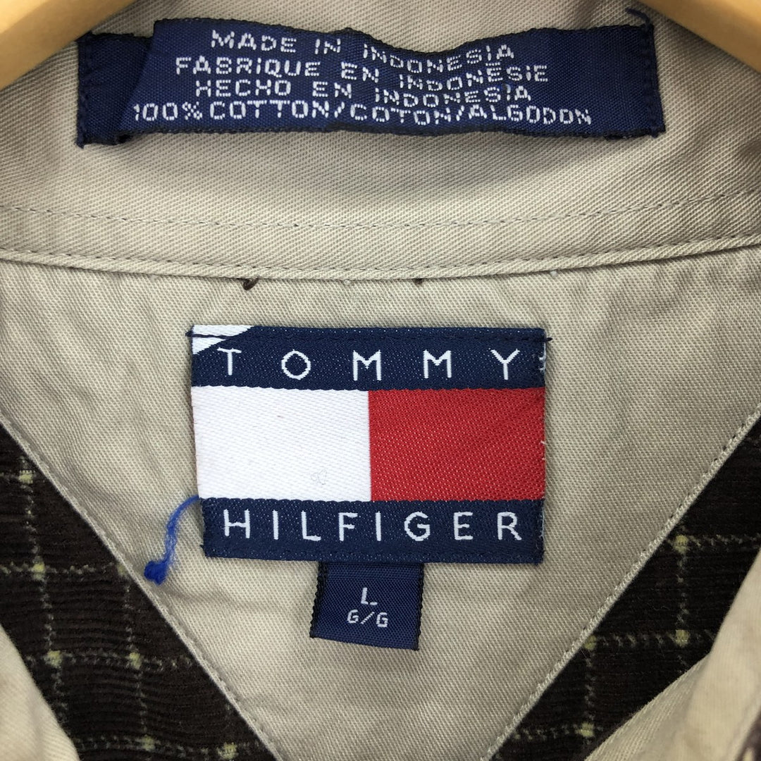 90'S Tommy Hilfiger Check Pattern Long Sleeve Button Down Corduroy Shirt Men's L Vintage /eaa397623