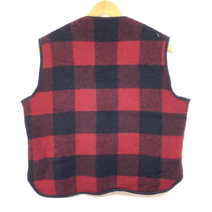 WOOLRICH Check Pattern Wool Boa Vest Made in USA Men's M /eaa397847