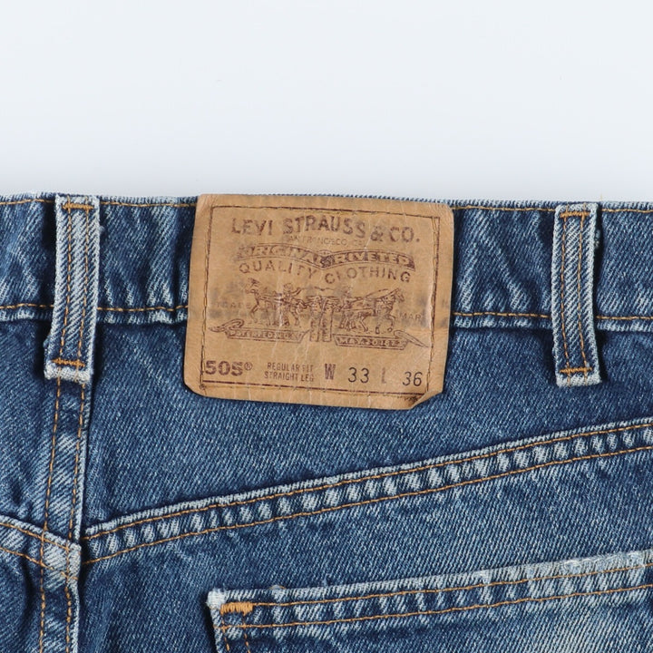 90'S Levi's 505 REGULAR FIT STRAIGHT LEG tapered denim pants made in USA men's w33 vintage /eaa397937