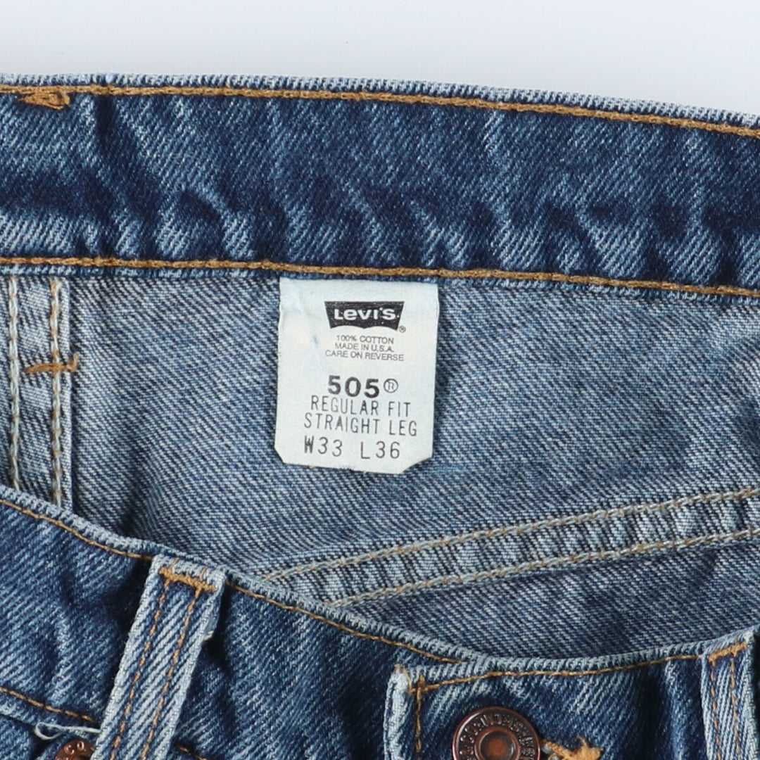 90'S Levi's 505 REGULAR FIT STRAIGHT LEG tapered denim pants made in USA men's w33 vintage /eaa397937