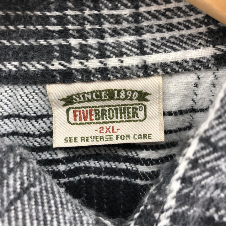 90'S Five Brother Check Pattern Long Sleeve Flannel Shirt Men's XXL Vintage /eaa397998