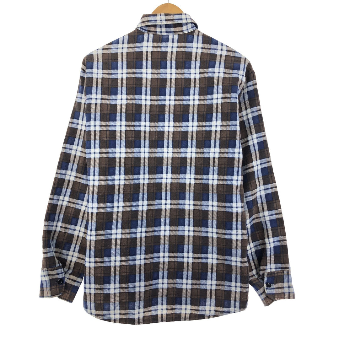 70'S Sears quilted long sleeve flannel check shirt, men's size M, vintage / eaa398101