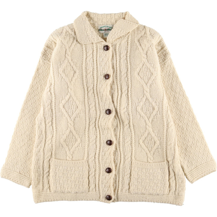 arancrapts Fisherman Aran Knit Cardigan Made in Ireland Women's L /eaa398121