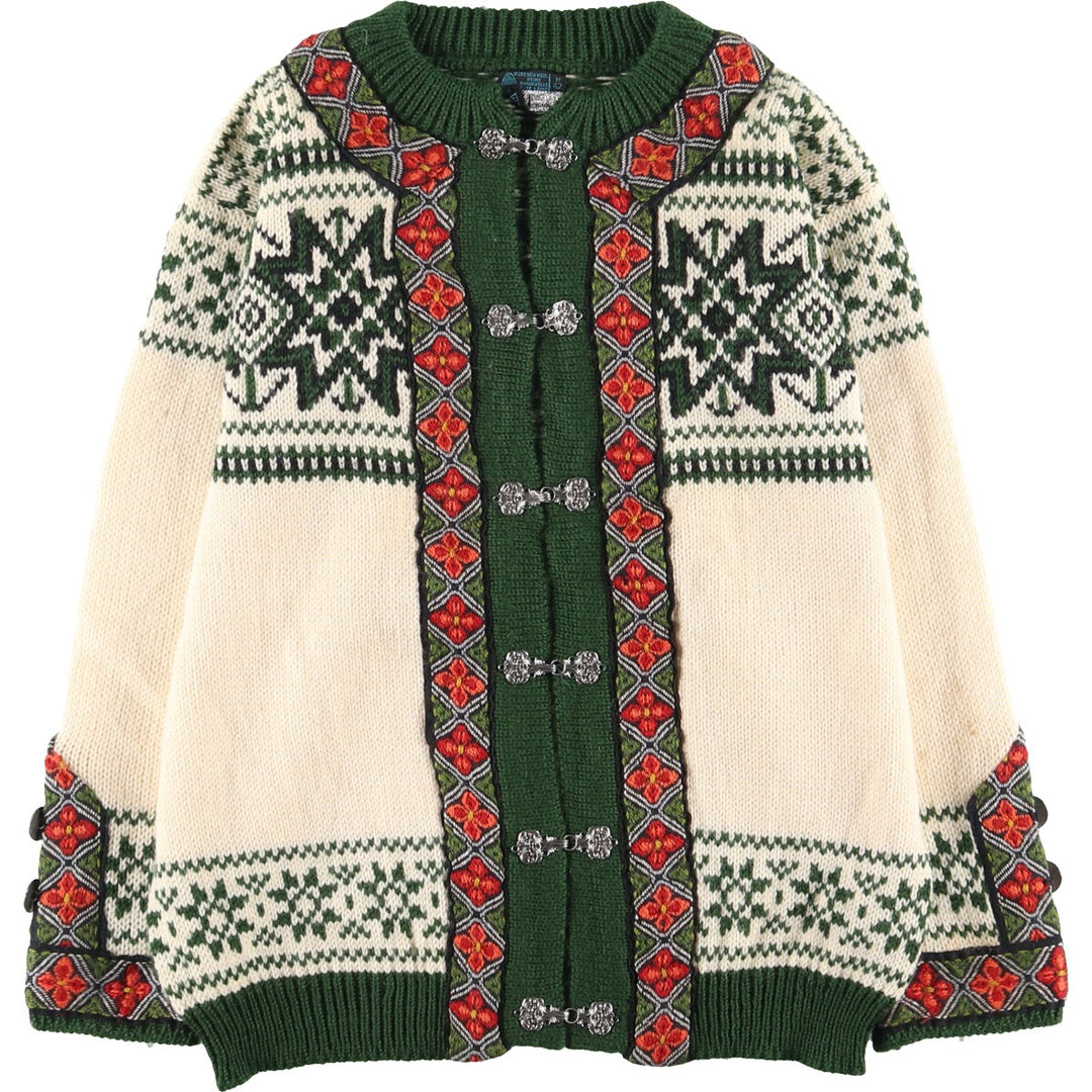 DALE OF NORWAY All-over Snow Pattern Wool Tyrolean Cardigan Made in Norway Women's M /eaa398124