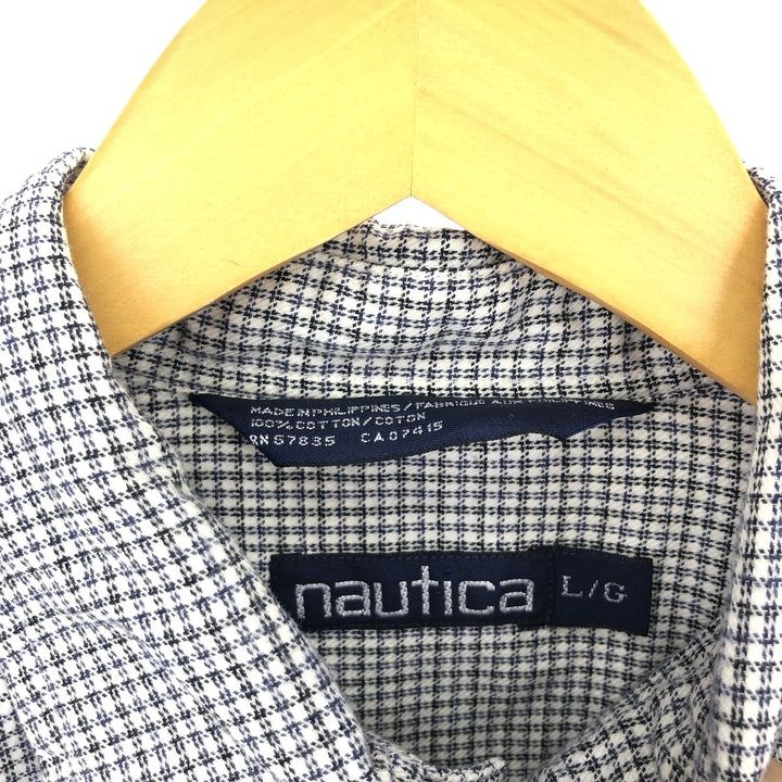 NAUTICA Long Sleeve Button Down Light Flannel Check Shirt Men's L /eaa398175