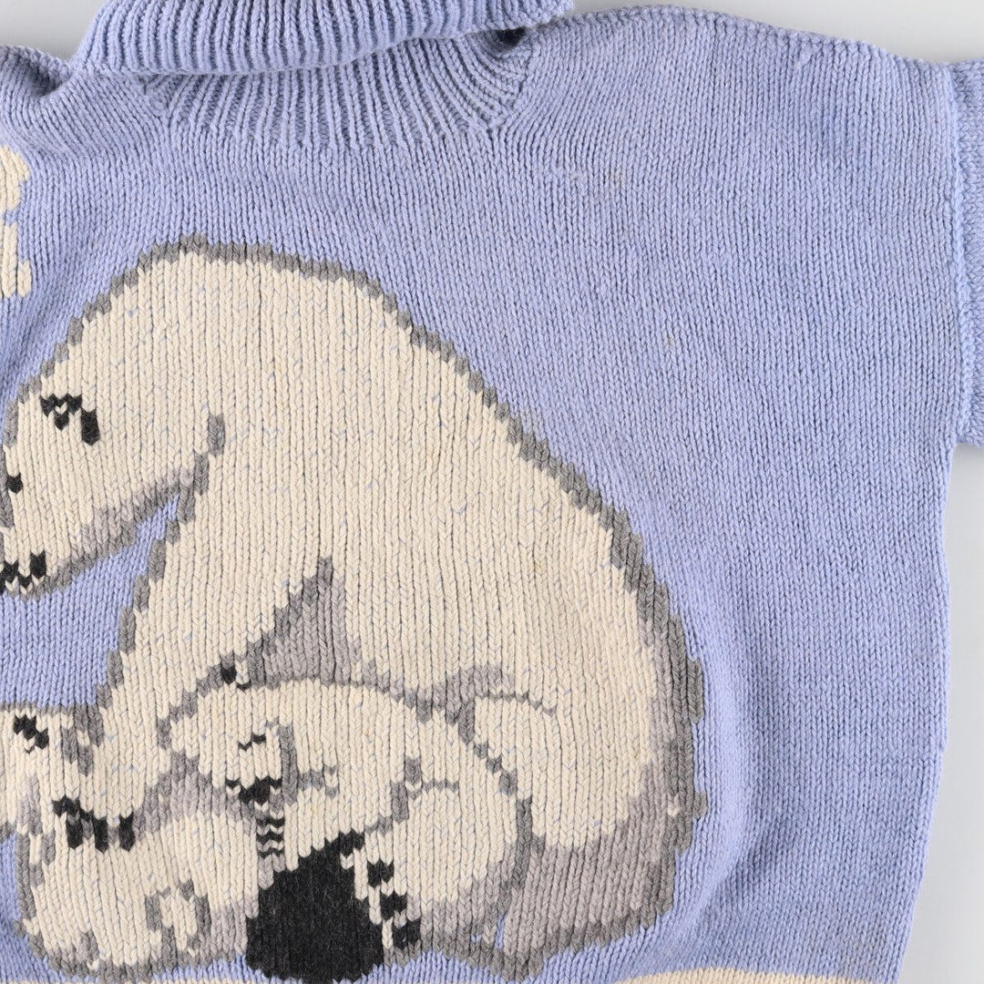 ROBERTA FREYMAIN Snow Pattern Polar Bear Pattern Turtleneck Wool Knit Sweater Women's XL [Elle] /eaa398187