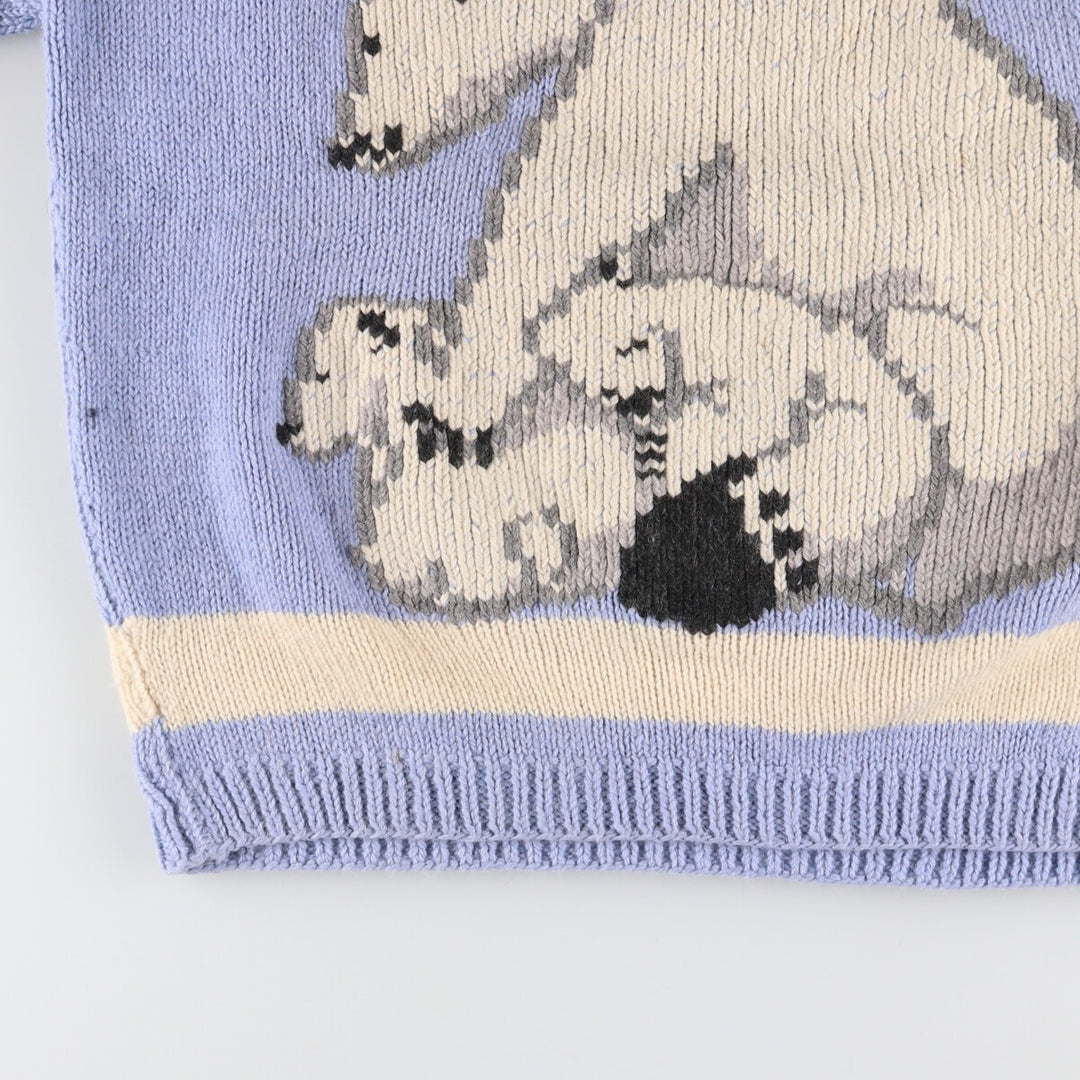 ROBERTA FREYMAIN Snow Pattern Polar Bear Pattern Turtleneck Wool Knit Sweater Women's XL [Elle] /eaa398187