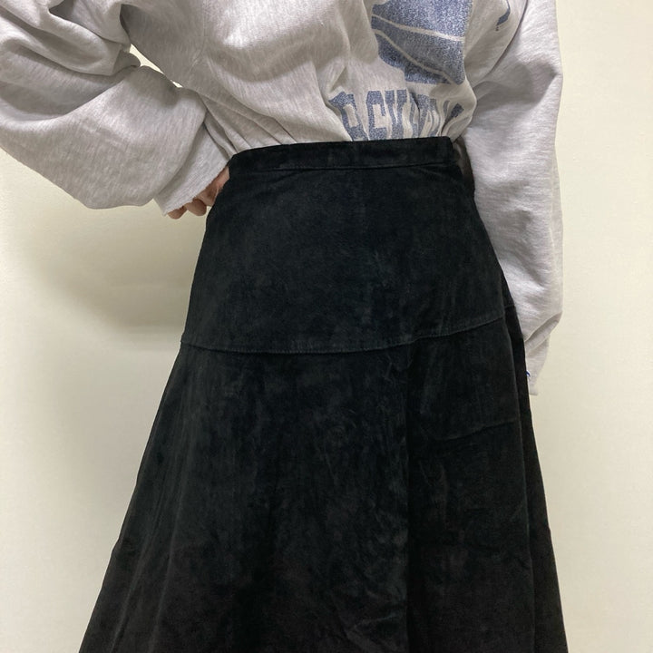 Leather long flare skirt for women, M /eaa398374