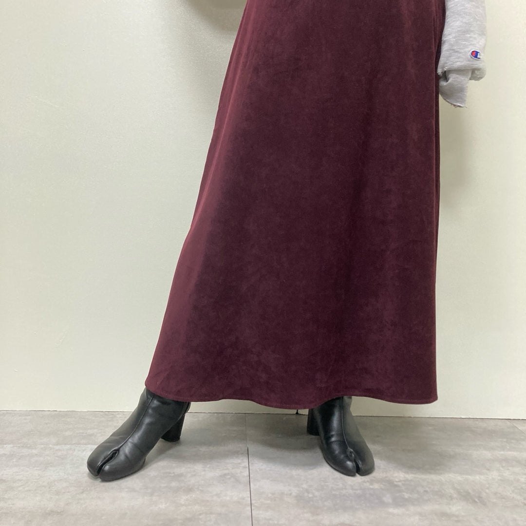 Maxi length faux suede leather flare skirt for women L /eaa398377