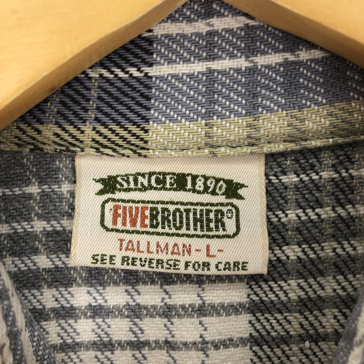 90'S Five Brother Long Sleeve Heavy Flannel Check Shirt Men's L Vintage /eaa398415