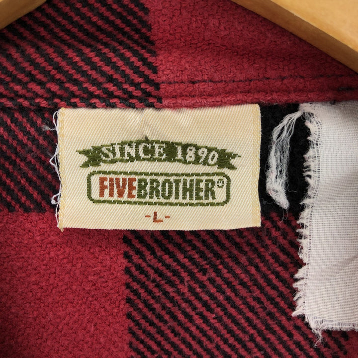 Five Brother Buffalo Check Long Sleeve Heavy Flannel Check Shirt Men's L Vintage /eaa398417