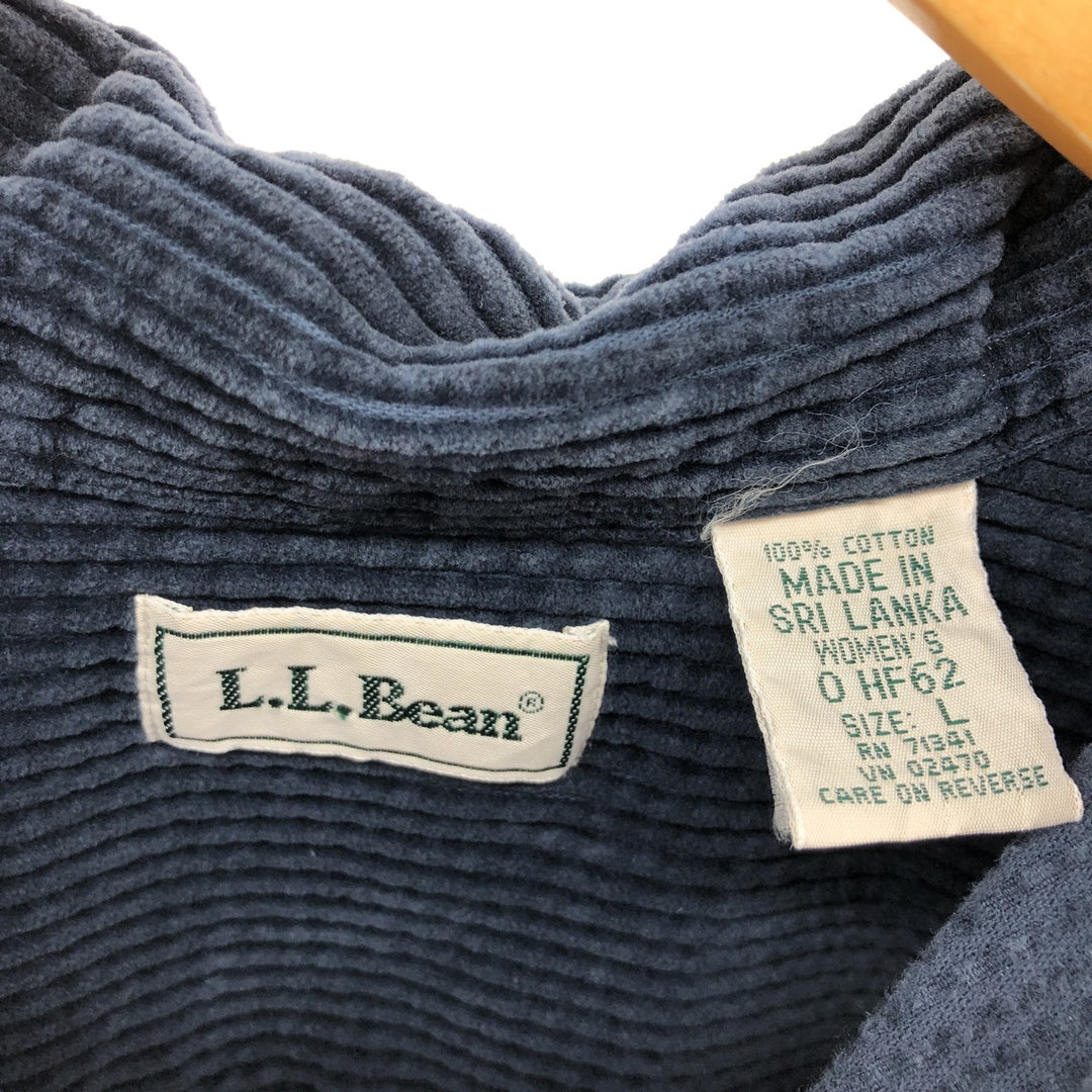 80'S LLBean Wide Ribbed Long Sleeve Corduroy Shirt Women's L Vintage /eaa398516