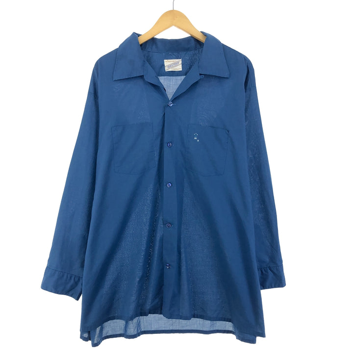 Big size 60s-70'S Arrow DECTON open collar long sleeve polycotton shirt men's XXXL vintage /eaa398546