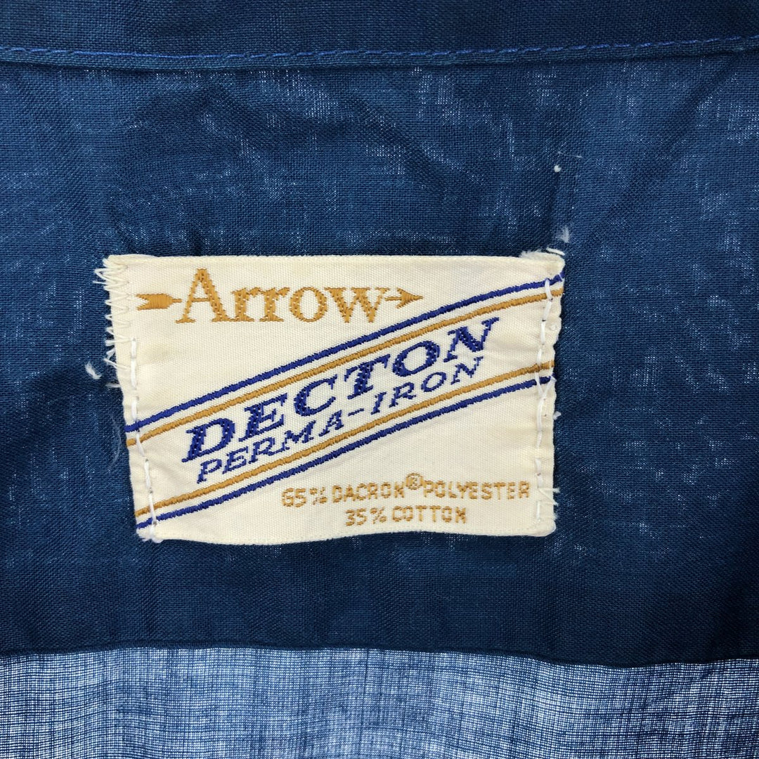 Big size 60s-70'S Arrow DECTON open collar long sleeve polycotton shirt men's XXXL vintage /eaa398546