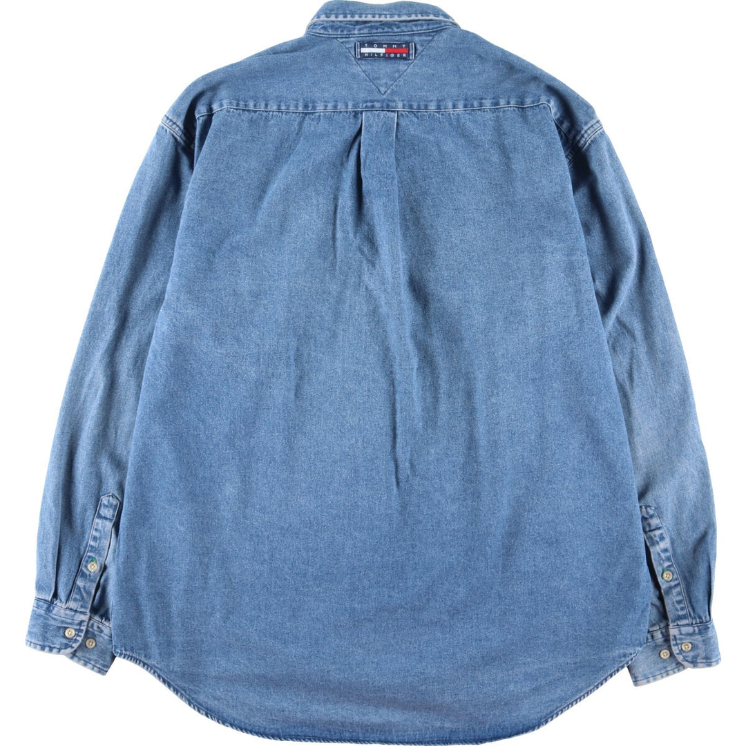 90'S Tommy Hilfiger Long Sleeve Button Down Denim Shirt Men's L Vintage /eaa398831