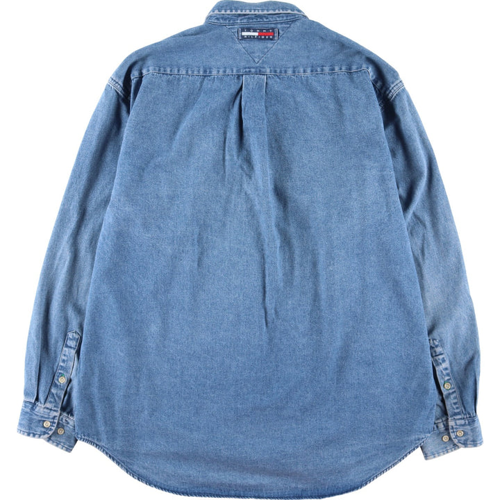 90'S Tommy Hilfiger Long Sleeve Button Down Denim Shirt Men's L Vintage /eaa398831