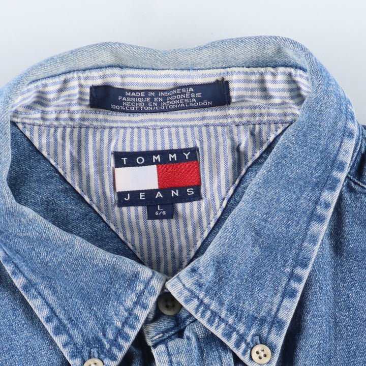 90'S Tommy Hilfiger Long Sleeve Button Down Denim Shirt Men's L Vintage /eaa398831