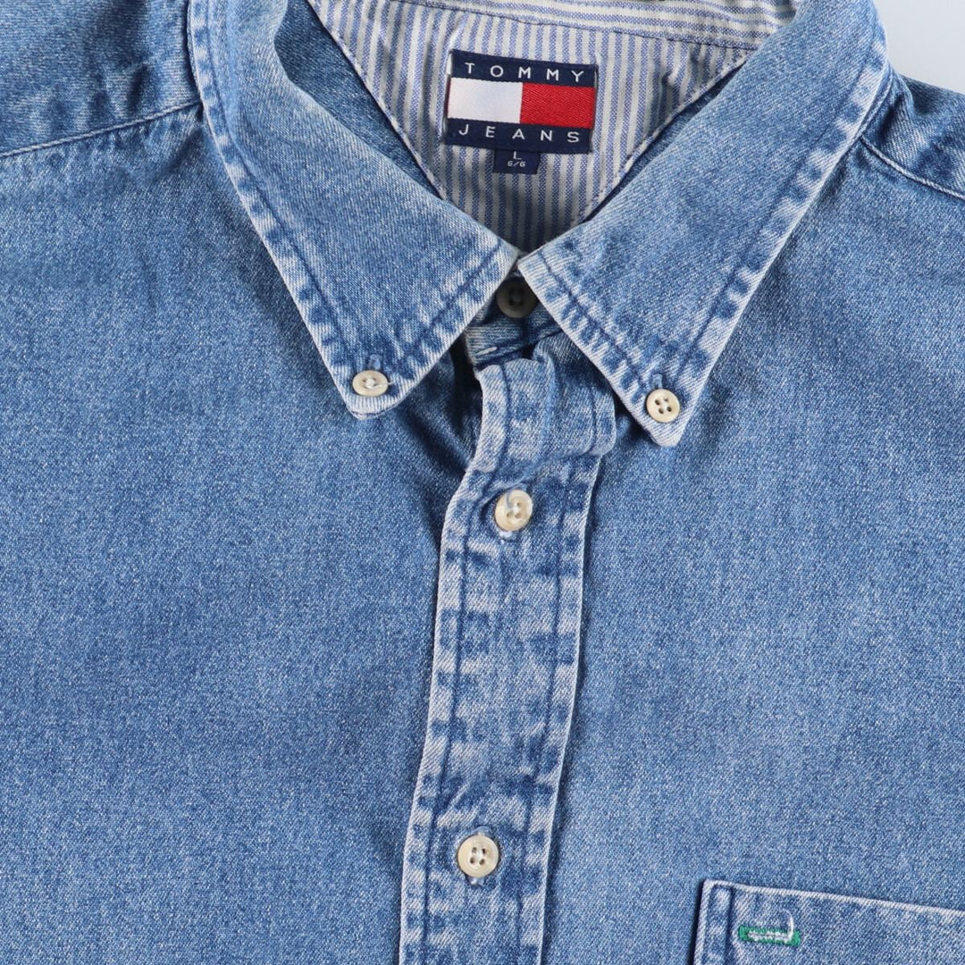 90'S Tommy Hilfiger Long Sleeve Button Down Denim Shirt Men's L Vintage /eaa398831