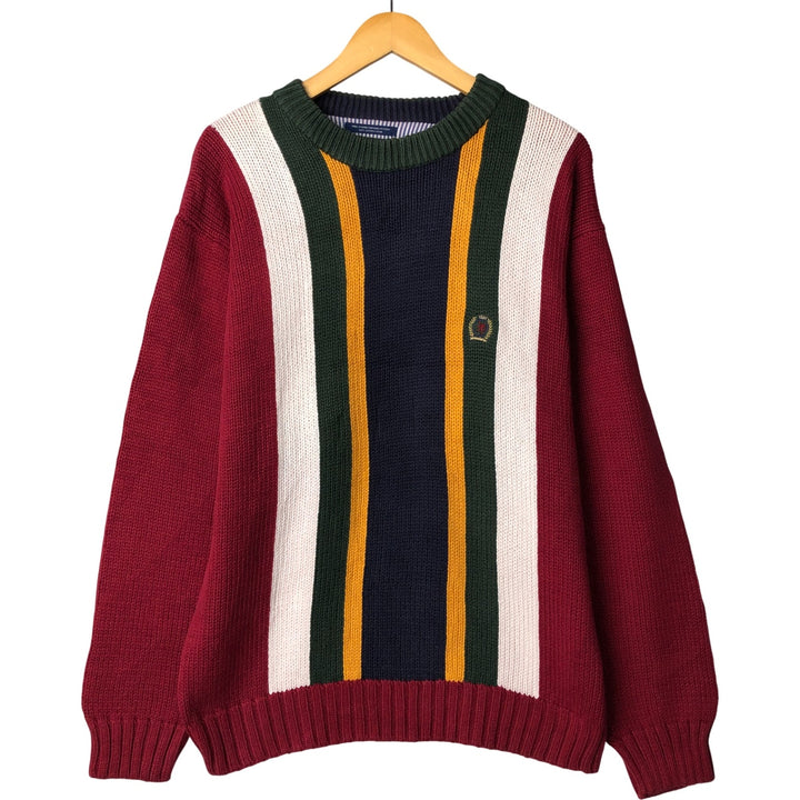 Vintage 90'S Tommy Hilfiger Striped Cotton Knit Sweater, Men's Size L cotton red type Vintage Second Hand