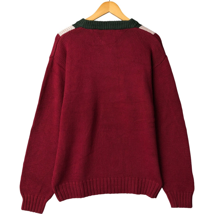Vintage 90'S Tommy Hilfiger Striped Cotton Knit Sweater, Men's Size L cotton red type Vintage Second Hand