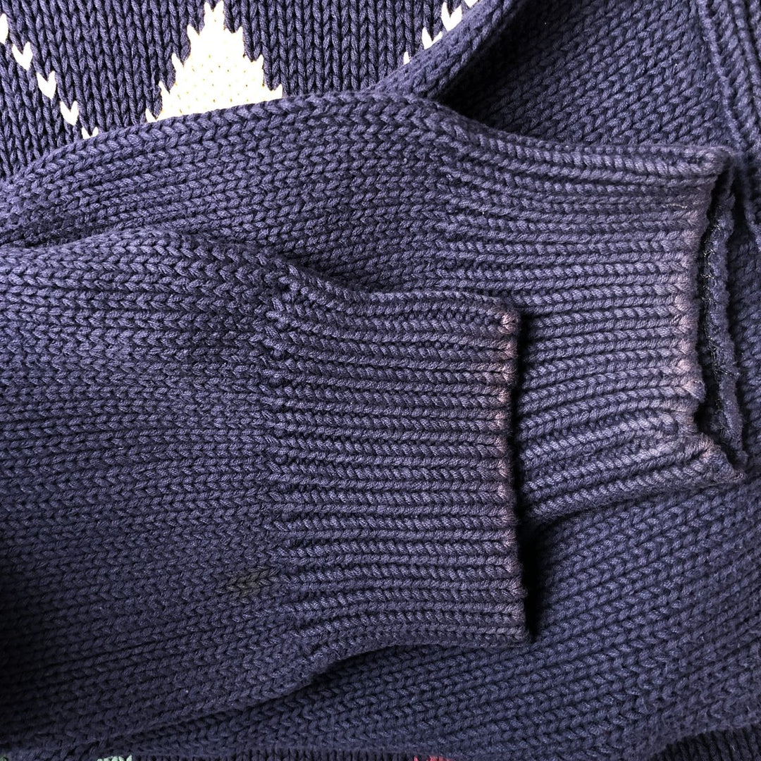 Vintage 80s-90'S Eddie Bauer Argyle Pattern Cotton Knit Sweater with Black Tag, Men's Size L cotton navy blue type Vintage Second Hand