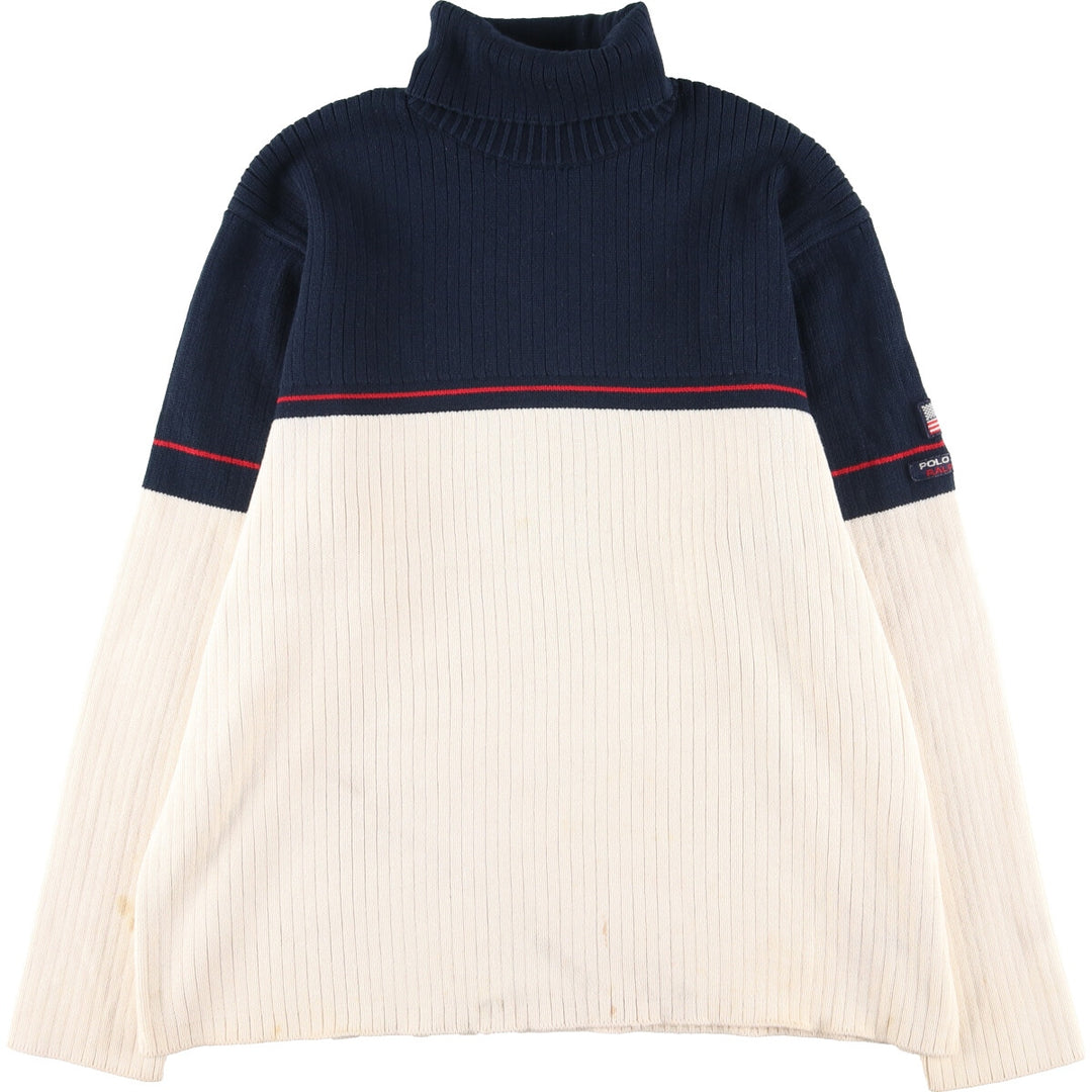 90'S Ralph Lauren POLO JEANS COMPANY Turtleneck Cotton Knit Sweater Made in Australia Men's XL /eaa399008